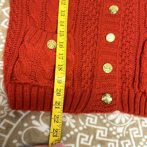 Forever 21 I LOVE H81 Cardigan Womens large Red Cropped Cable Knit  3/4 Sleeves - Picture 6 of 7